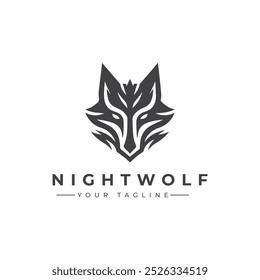 A vector illustration logo of an sleek stylized wolf head with sharp lines icon