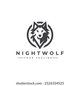 A vector illustration logo of an sleek stylized wolf head with sharp lines icon