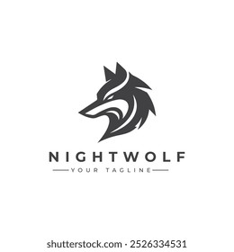 A vector illustration logo of an sleek stylized wolf head with sharp lines icon