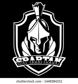 Vector illustration. Logo. Spartan warrior head with shield.