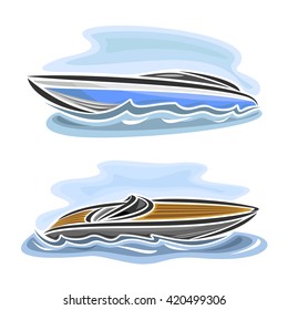 Vector illustration of logo for Speed Boats on blue background.