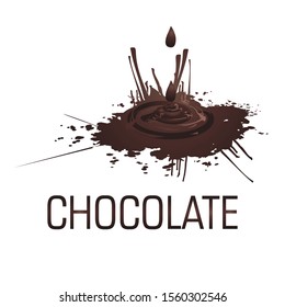Vector illustration of a logo, splash of liquid chocolate
