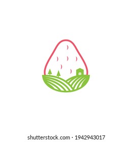 ilustración vectorial. un logotipo con fresas que incluye una imagen del jardín. alimentos y bebidas