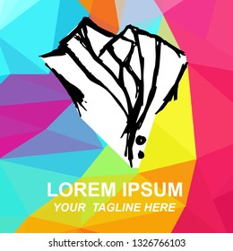 Vector Illustration Logo of Suit Uniform for Fashion with Geometric Polygon Background for Isolated Graphic Design Outline, Sign, Symbol and more