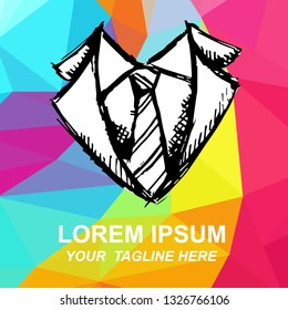 Vector Illustration Logo of Suit Uniform for Fashion with Geometric Polygon Background for Isolated Graphic Design Outline, Sign, Symbol and more