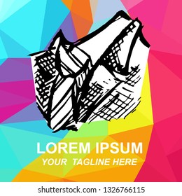 Vector Illustration Logo of Suit Uniform for Fashion with Geometric Polygon Background for Isolated Graphic Design Outline, Sign, Symbol and more