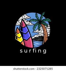 Vector illustration of a logo with a summer beach theme
