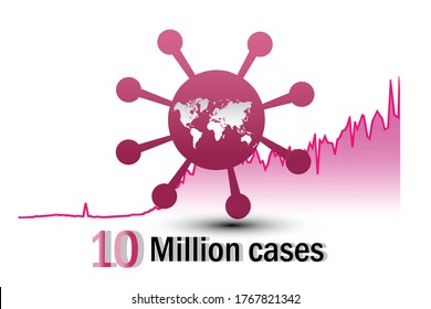 vector illustration logo, symbol or icon design. COVID-19 cases touch the mark of 10 million one crore in all over the world. Cases of corona virus are still increasing or rising.