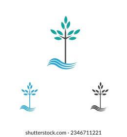 vector illustration logo and symbol of Mangrove trees and mangrove Forest Ecology