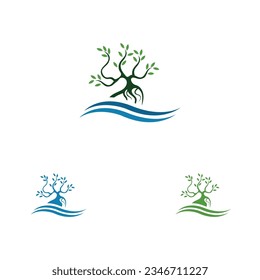 vector illustration logo and symbol of Mangrove trees and mangrove Forest Ecology