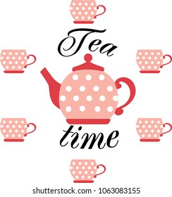 Vector illustration of logo for teapot. A cups for tea
