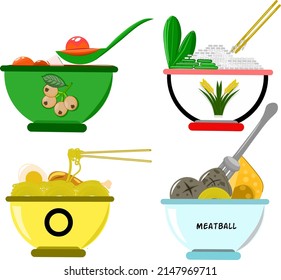 Vector Illustration, logo template bowl of food