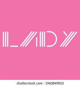 Ilustración vectorial de una plantilla de logotipo con la palabra dama de color rosa. modificable. 4000 x 4000 píxeles perfectos.