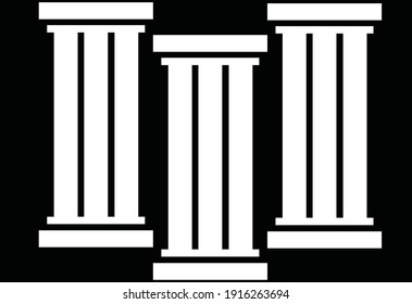 Vector Illustration Of A Logo For A Three Pillar Building Icon In White Color