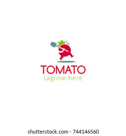 Vector illustration Logo Tomato for cafe, pizza, food industry. Plant, eco products. Farm