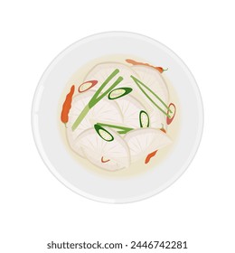 Vector Illustration Logo Top View Korean food Dongchimi Radish Water Kimchi