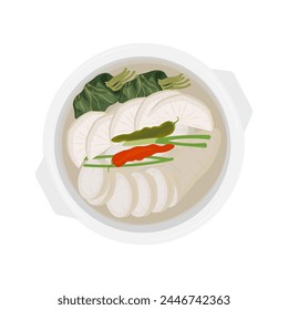 Vektorillustration Logo Top View Dongchimi Radish Water Kimchi