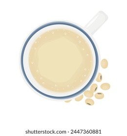 Vector illustration logo Top view Soy milk in glass