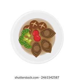 Vector Illustration logo Top view Braised abalone