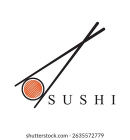 Vector Illustration Logo of Tuna Tataki Ahi Tuna or Tuna Meat Covered in Sesame and Dipped in a Sauce.