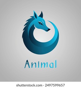 A vector illustration, logo of an unknown animal with a unique shape, merging features from various animals. Rendered in a blue gradient with a 3D effect, creating a surreal and intriguing design.