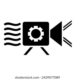 Ilustración vectorial del logotipo, iconos de la cámara de vídeo en negro. Aislado sobre un fondo blanco.