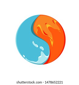 Vector illustration Logo Water and Fire as a ying yang balance symbol