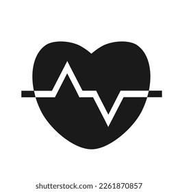 Vector illustration, logo, web icon, hearts and heartbeat graph. Cardio medicine. Isolated on a white background.