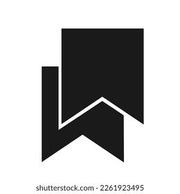 Vector illustration, logo, web icon, ribbon, flag down. Isolated on a white background.