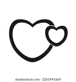 Ilustración vectorial, logotipo, icono web de dos corazones. Aislado sobre un fondo blanco.