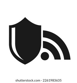 Ilustración vectorial, logotipo, protección de iconos web y seguridad de Wi-Fi. Diseño plano. Aislado sobre un fondo blanco.