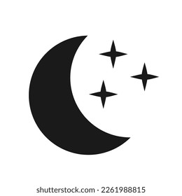 Ilustración vectorial, logotipo, icono web de la luna y estrellas. Diseño plano. Aislado sobre un fondo blanco.