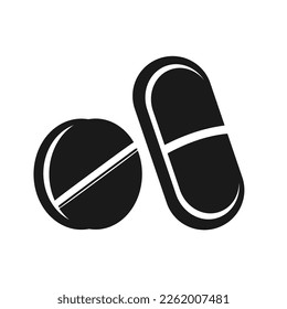 Vector illustration, logo, web icon of pills and medicines. Medicines. Isolated on a white background.