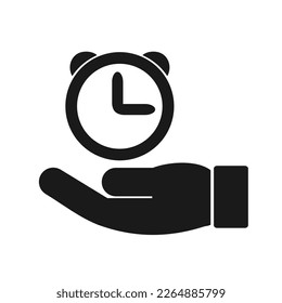 Vektorgrafik, Logo, Web-Icon-Uhr, Wecker. Flaches Design. Einzeln auf weißem Hintergrund.	