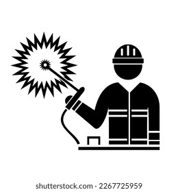 Vector illustration, logo, welding production icon. Industry. Welder. Isolated on a white background.