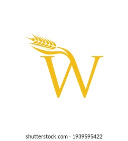 Logo de la ilustración vectorial de la letra inicial W del grano de trigo