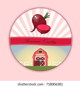 vector illustration logo for whole ripe vegetables red beet,cut sliced,natural product closeup on background. symbol for sauce product label or grocery store, shop and farm market design. 