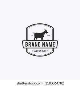 Vector Illustration logos and badges farm goat isolated or white background. Farm animals badges