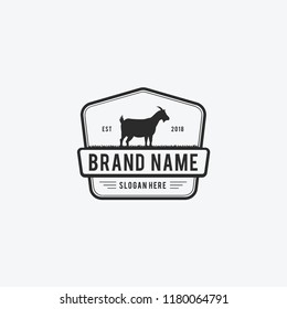 Vector Illustration logos and badges farm goat isolated or white background. Farm animals badges