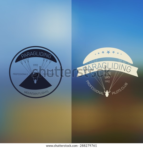 Vector Illustration Logos Set Paragliding Club Stock Vector Royalty