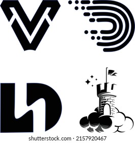 ilustración vectorial de logotipos o símbolos con varias formas abstractas con un color negro y un fondo blanco lo convierte en un logotipo más perfecto, muy adecuado para logotipos de productos