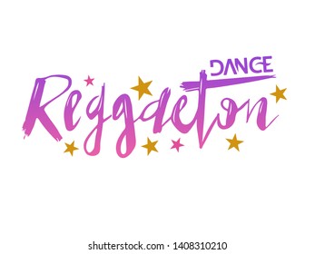 Vector Illustration of logotype reggaeton. Lettering typography poster. Vector badges for reggaeton. Calligraphy background. EPS 10