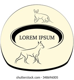Vector illustration of a logotype with silhouettes of a cat and dog.
