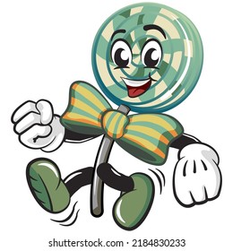 vector illustration of lollipop mascot character running