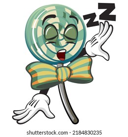 vector illustration of lollipop mascot character sleeping