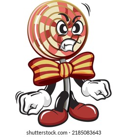 vector illustration of lollipop mascot character standing angrily