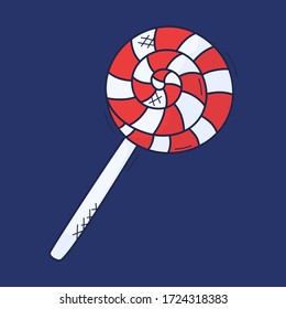 Vector illustration of lollipop. outlines isolated vector illustration. Doodle style. Design for greeting cards, gifts, wrapping paper etc.