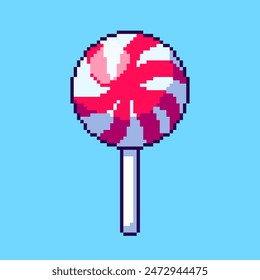 Vektorillustration von Lolli mit Pixel Art Design, perfekt für Spiele-Assets Themendesigns