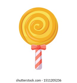 Vector illustration of lollipop and spiral logo. Web element of lollipop and yellow vector icon for stock.