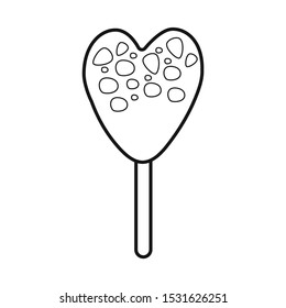 Vector illustration of lollipop and stick logo. Web element of lollipop and heart vector icon for stock.